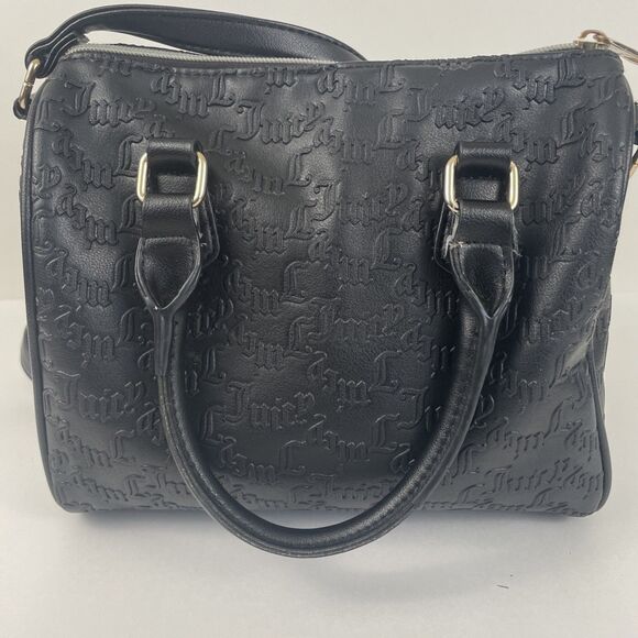 Black Y2K Juicy Couture Fame Satchel Bag / Purse 2000s All Over Pattern - Picture 5 of 9